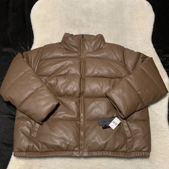 New Sebby Collection Brown Puffer Womens Full Zip Jacket Size 3X Plus - Picture 1 of 8